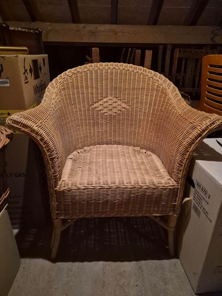 Vintage fauteuil van rieten en bamboe, Antiek en Kunst, Antiek | Meubels | Stoelen en Sofa's, Ophalen