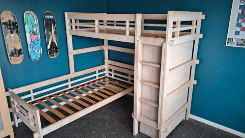 Hoogslaper in hoekopstelling met kastje., Huis en Inrichting, Slaapkamer | Stapelbedden en Hoogslapers, Gebruikt, Hoogslaper, 200 cm
