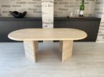 Ovalen travertin bijzettafel 98x50, Gebruikt, 50 tot 100 cm, Minder dan 50 cm, Ovaal