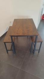 Kleine eettafel met 2 bankjes 110*70*75, Huis en Inrichting, Ophalen, 100 tot 150 cm, 50 tot 100 cm, Zo goed als nieuw