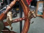 Houten zeilschip wiel, kapstok met koperen paarden kop, Ophalen of Verzenden, Zo goed als nieuw