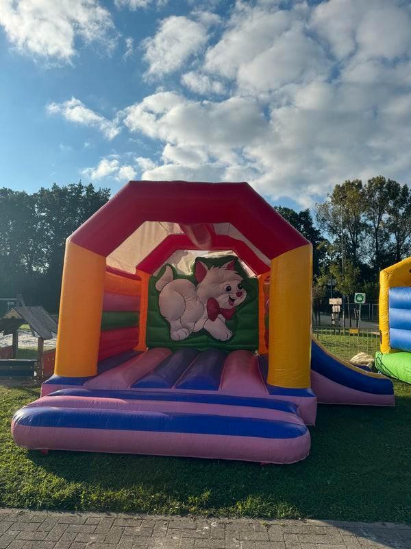 Springpoes met glijbaan | Springkasteel TE HUUR, Hobby en Vrije tijd, Feestartikelen | Verhuur, Zo goed als nieuw, Ophalen of Verzenden