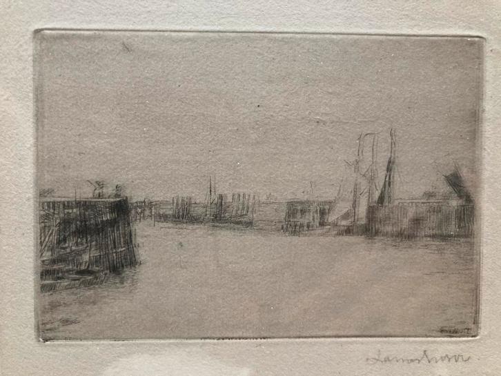 ENSOR James     **STAKETSEL Oostende** 1887 ets/droge naald, Antiek en Kunst, Kunst | Schilderijen | Klassiek, Ophalen of Verzenden