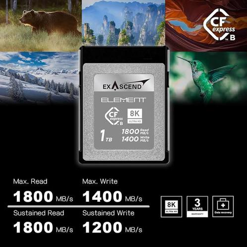 Exascend 1 TB Element CFexpress (Type B)+ Card reader, Audio, Tv en Foto, Foto | Geheugenkaarten, Nieuw, Compact Flash (CF), 1 TB of meer