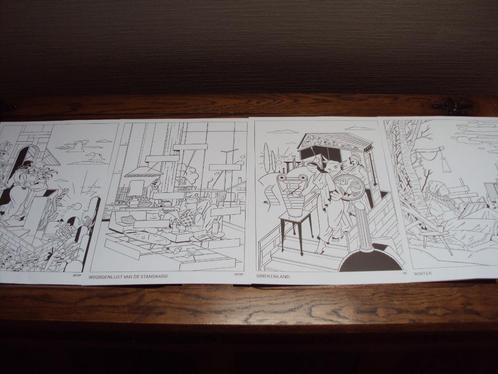 Set van 4 illustraties JAN VDV (Jan Van Der Veken), Antiek en Kunst, Kunst | Tekeningen en Fotografie, Ophalen of Verzenden