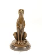 Bronzen Beeld van een zittende cheetah GRATIS LEVERING, Antiek en Kunst, Verzenden, Brons