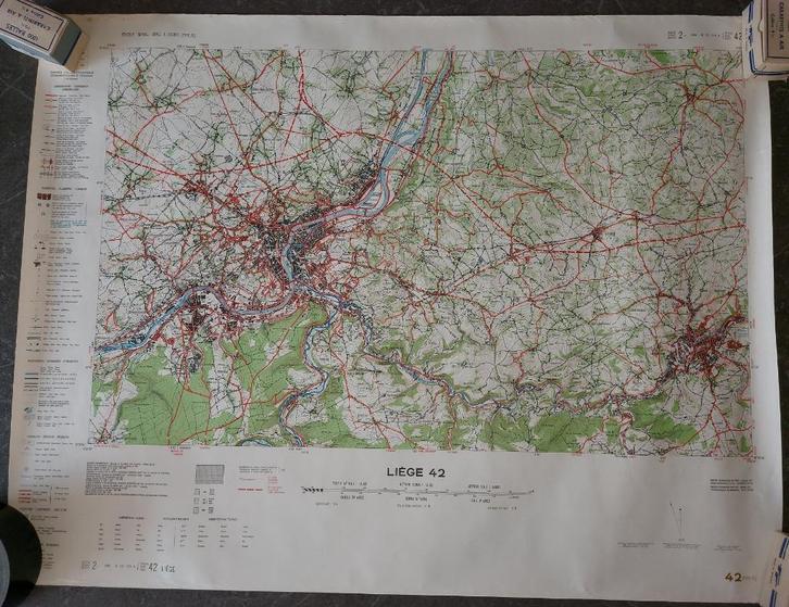 Cartes topographique militaires Belgique 1958, Boeken, Atlassen en Landkaarten, Gelezen, Landkaart, België, 1800 tot 2000, Ophalen of Verzenden