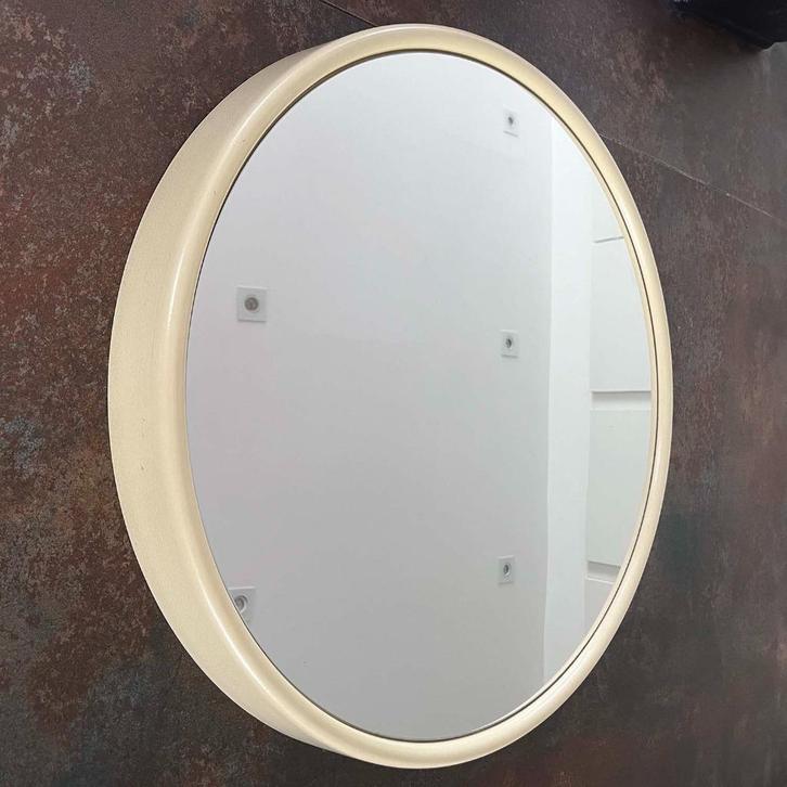 Witte ronde Space Age spiegel uit de jaren ’70, Verzamelen, Retro, Huis en Inrichting, Ophalen of Verzenden