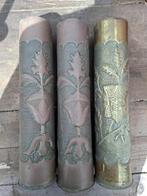 Trench Art - 3 gegraveerde koperen obussen, Antiek en Kunst, Ophalen