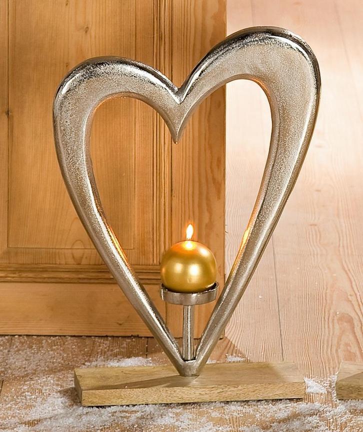 Hart met kandelaar - Dubbel hart met waxinelichthouder enz, Maison & Meubles, Accessoires pour la Maison | Bougeoirs & Bougies