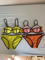 3 bikini's  geel en oranje / roze en bloemetjes SMAL, Kleding | Dames, Ophalen, Zo goed als nieuw, Geel, Bikini