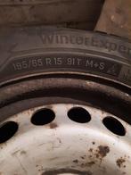 4 pneus hiver Uniroyal 195/65 R15 montés sur jantes, Auto-onderdelen, Banden en Velgen, Ophalen, Gebruikt, Band(en)