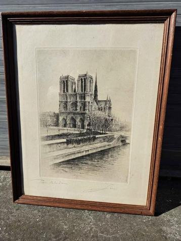 Eau forte notre dame de paris signe beschikbaar voor biedingen