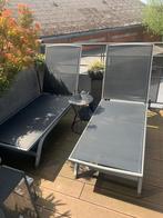 2 loungestoelen van textileen (prijs voor beide), Ophalen, Zo goed als nieuw, Metaal
