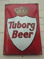 Emaille reclamebord tuborg beer, Verzamelen, Ophalen, Gebruikt, Reclamebord