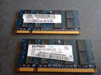 2 Barrettes Ram SO-DIMM de 2GB, Computers en Software, RAM geheugen, Ophalen, Gebruikt, DDR2, 2 GB