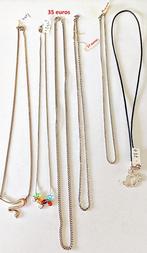 Chaînes en argent/cuir courtes (dont 1 avec Mickey) NEUVES, Bijoux, Sacs & Beauté, Neuf, Enlèvement ou Envoi, Avec pendentif, Argent