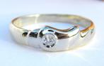 18KT gouden ring met Briljant geslepen diamant., Ophalen of Verzenden, Met edelsteen, Dame, Goud