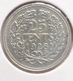 Nederland 25 cent munt 1928 - Zilver, Zilver, 25 cent, Ophalen of Verzenden, Koningin Wilhelmina