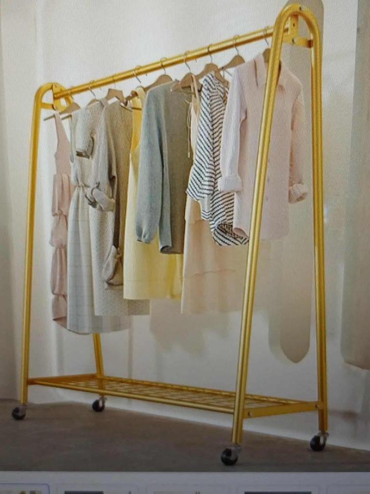 Stevig-stabiel Kledingrek/dressboy Metaal Goudkleurig, Kleding | Dames, Kledingrekken, Zo goed als nieuw, Met wielen, Ophalen