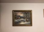 Winterlandschap op doek , gesigneerd, Antiek en Kunst, Ophalen of Verzenden