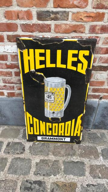 Plaque en émail Helles Concordia., Enlèvement, Utilisé, Panneau publicitaire