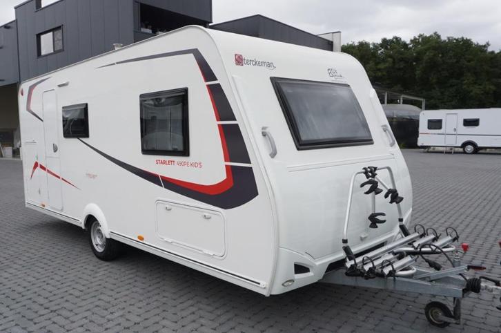 Prachtige 6pers.Sterckeman met mover, airco, fietsrek, st be, Caravans en Kamperen, Caravans, Bedrijf, tot en met 6, Treinzit