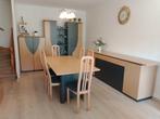 Complete eetkamer beuk en zwart met 6 stoelen, Ophalen, Zo goed als nieuw, Moderne beuk en zwart, 4 tot 6 stoelen