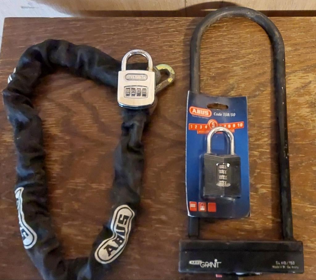ABUS GRANIT U-slot + ketting + 2 nieuwe sloten, Ophalen
