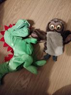 Handpoppen krokodil en uil, Ophalen of Verzenden