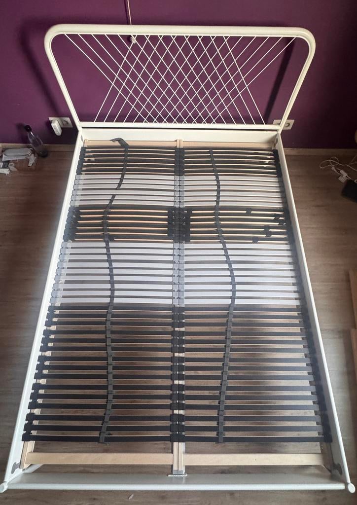 Ikea NestTUN Bedframe, 140 x 200 cm, wit/Luröy, Ophalen, Zo goed als nieuw, Wit, 200 cm