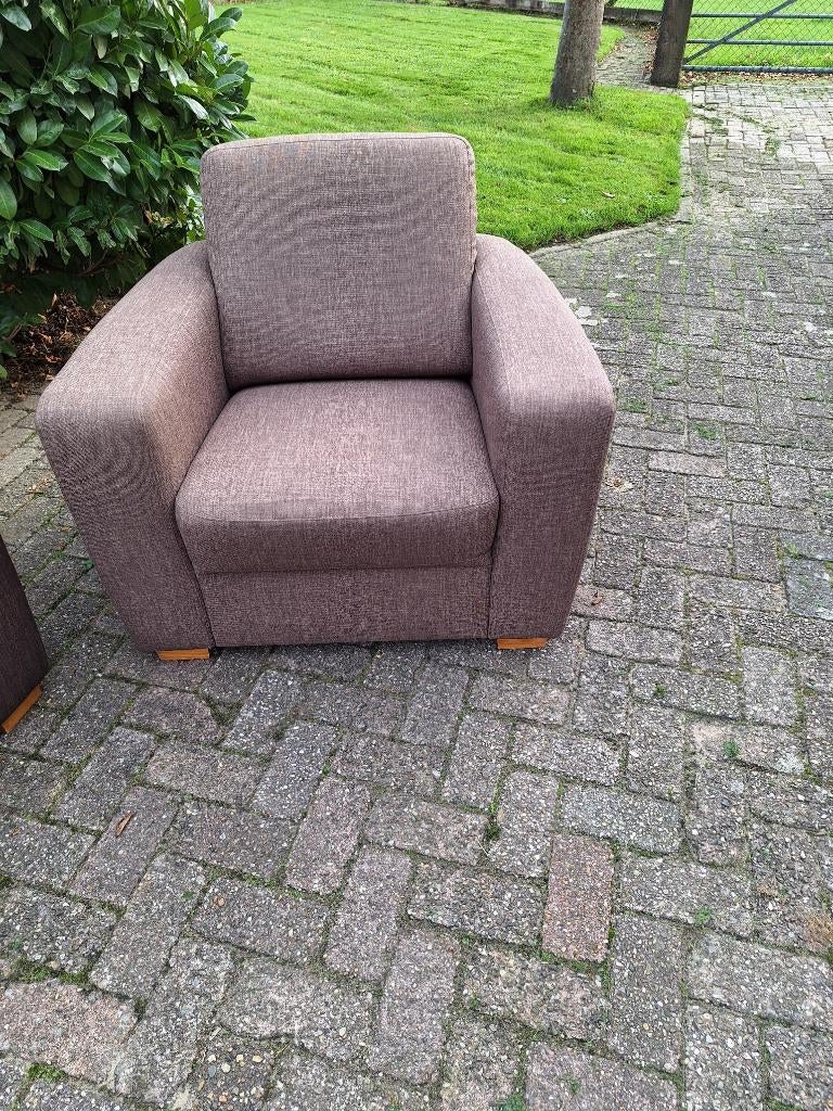 Prachtige stoel in bruine stof. Fauteuil bruin / beige, Bruin, Ophalen of Verzenden, Zo goed als nieuw, Eén