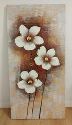 Tableau peinture texturée - Trio de fleurs blanches, Antiquités & Art, Enlèvement