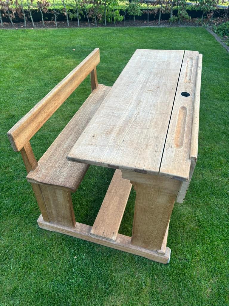 Schoolbankje voor de kids in goede staat, Ophalen, 100 tot 150 cm, Eikenhout, Zo goed als nieuw