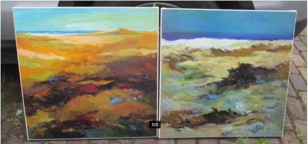 2 Mooie Artprints 'Zee Stand en Duinen' - Gesigneerd, Ophalen of Verzenden, Zo goed als nieuw, Print, Oorspronkelijke maker