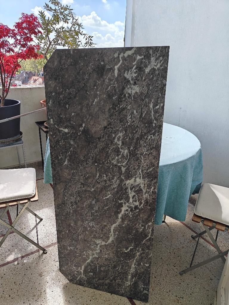 Antiek marmeren blad, grijs en wit geaderd, Ophalen