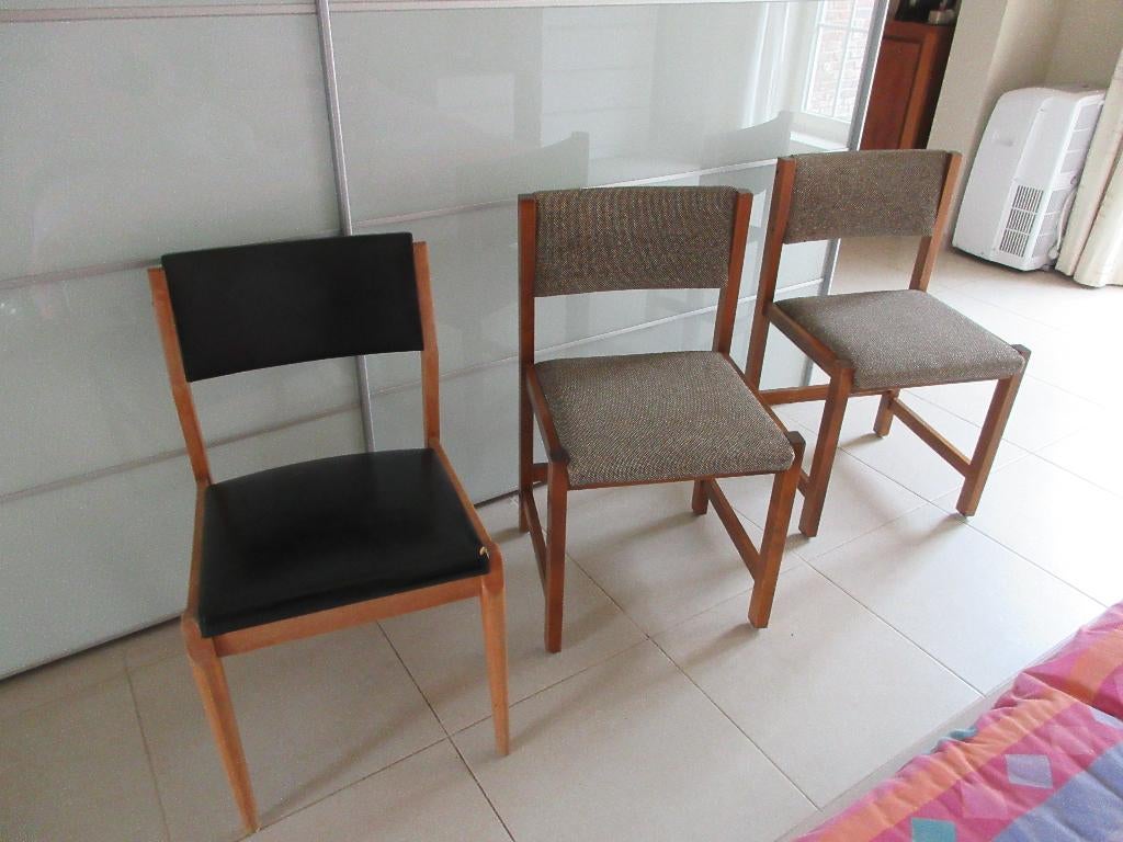 chaises vintage originales tissu et bois ou skay sixties, Antiquités & Art, Enlèvement