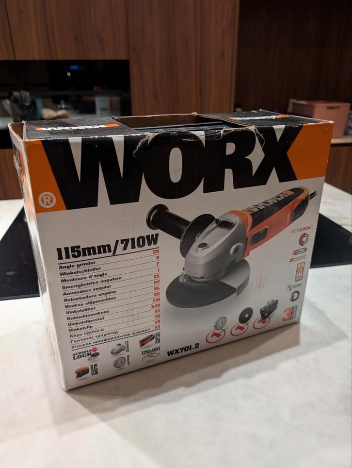 Worx WX701.2 haakse slijpmachine 115mm 710W – NIEUW, nooit g, Doe-het-zelf en Bouw, Gereedschap | Slijpmachines, Ophalen