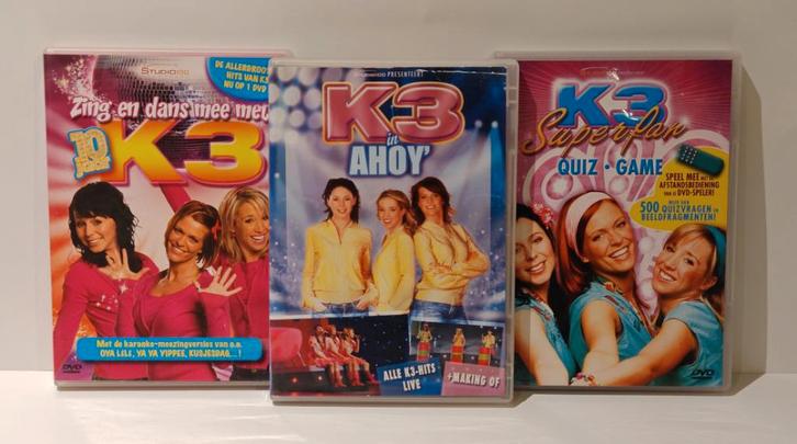 Set 3 K3‑dvd’s originele formatie zing dans quiz studio 100, CD & DVD, DVD | Enfants & Jeunesse, Comme neuf, TV fiction, Tous les âges