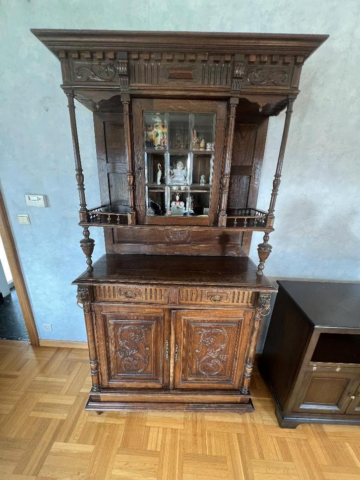 antieke vitrinekast – Mechelse stijl, Huis en Inrichting, Kasten | Vitrinekasten, Gebruikt, Ophalen