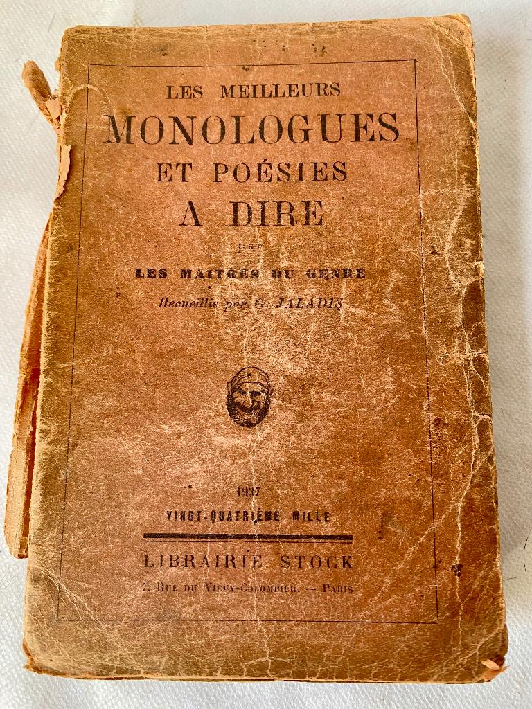 Très ancien livre : Monologues et Poésies à dire, Enlèvement ou Envoi