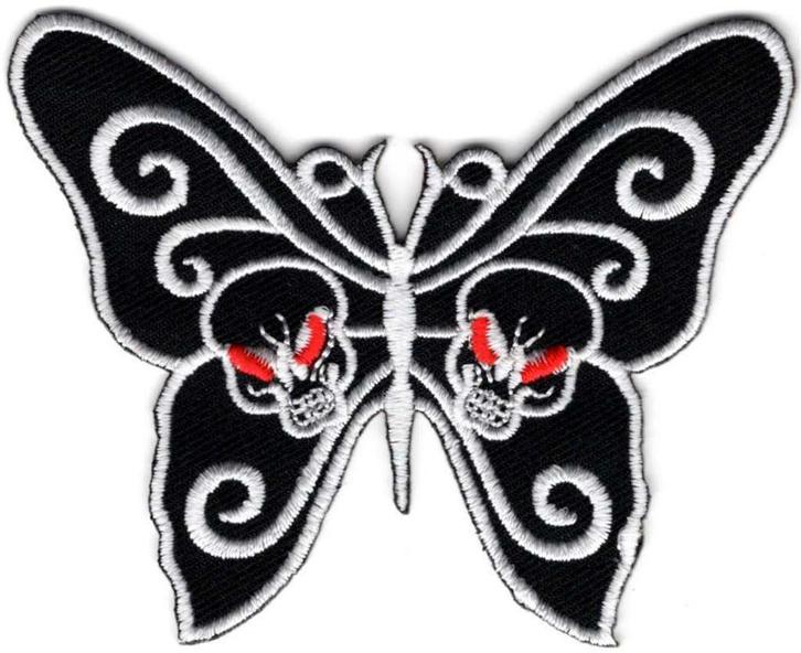 Vlinder Skull stoffen opstrijk patch embleem #2, Verzamelen, Overige Verzamelen, Nieuw, Verzenden