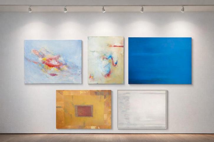 Schilderijen op canvas en hout te koop, Antiek en Kunst, Kunst | Schilderijen | Abstract, Ophalen