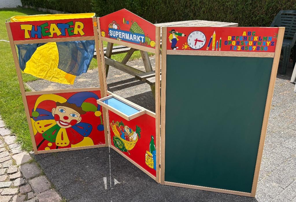 3-in-1 Poppenkast/Supermarkt/Schoolbord nieuw, Ophalen, Nieuw, Hout