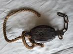 Poulie de bateau en brocante avec chaîne et corde, Enlèvement ou Envoi