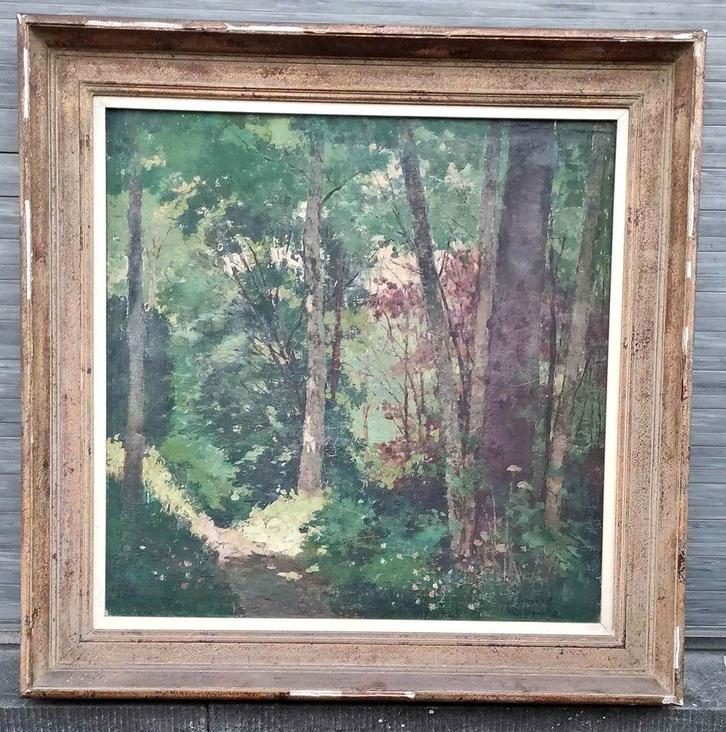 huile sur toile sous bois signe emile lecomte, Antiquités & Art, Art | Peinture | Classique, Enlèvement ou Envoi