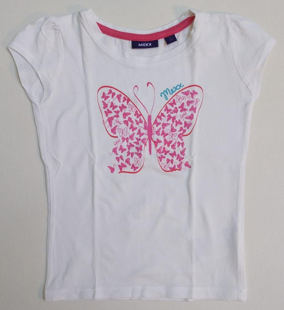 Vrolijk wit t-shirtje – maat 98- 104, Mexx, Meisje, Ophalen of Verzenden, Zo goed als nieuw