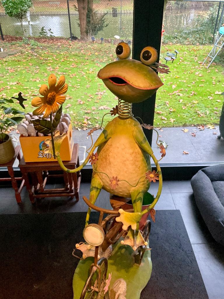 Mooie bloembak Kikker op fiets - intratuin Tuin, Enlèvement, Comme neuf, Jardin