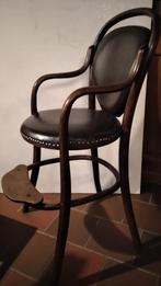 Chaise haute ancienne - bois & cuir  // Stoel - hout & leer, Antiek en Kunst, Ophalen