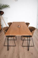 Rustiek eiken eettafel + 4 woood stoelen, Huis en Inrichting, Ophalen, Eikenhout, 50 tot 100 cm, Zo goed als nieuw